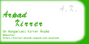 arpad kirrer business card