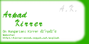 arpad kirrer business card